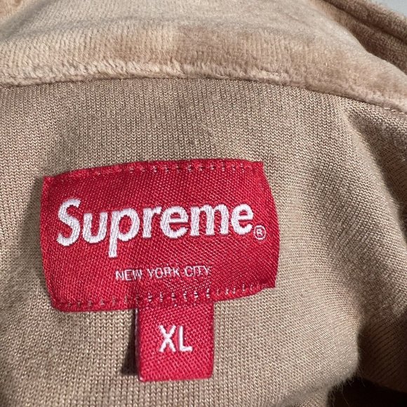 Mens Supreme 1/4 Zip Velour Pullover Sweater Shirt Color Block Size XL Y2K Style - Picture 7 of 7
